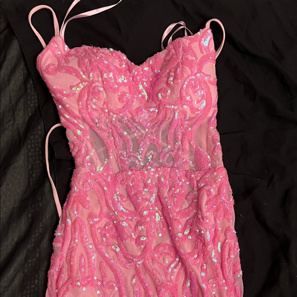 Windsor Pink Sequin Prom Dress